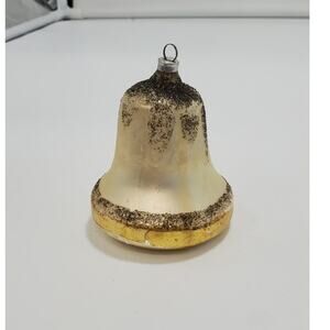 Vintage 1950's West German Glass Christmas Ornament, Bell, Mica  PRE-OWNED